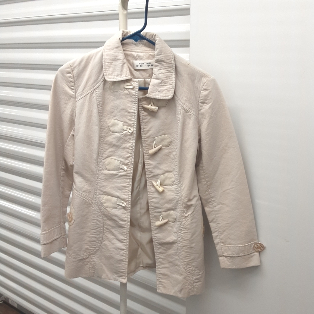 Light Cream Toggle Coat Jacket - Women's